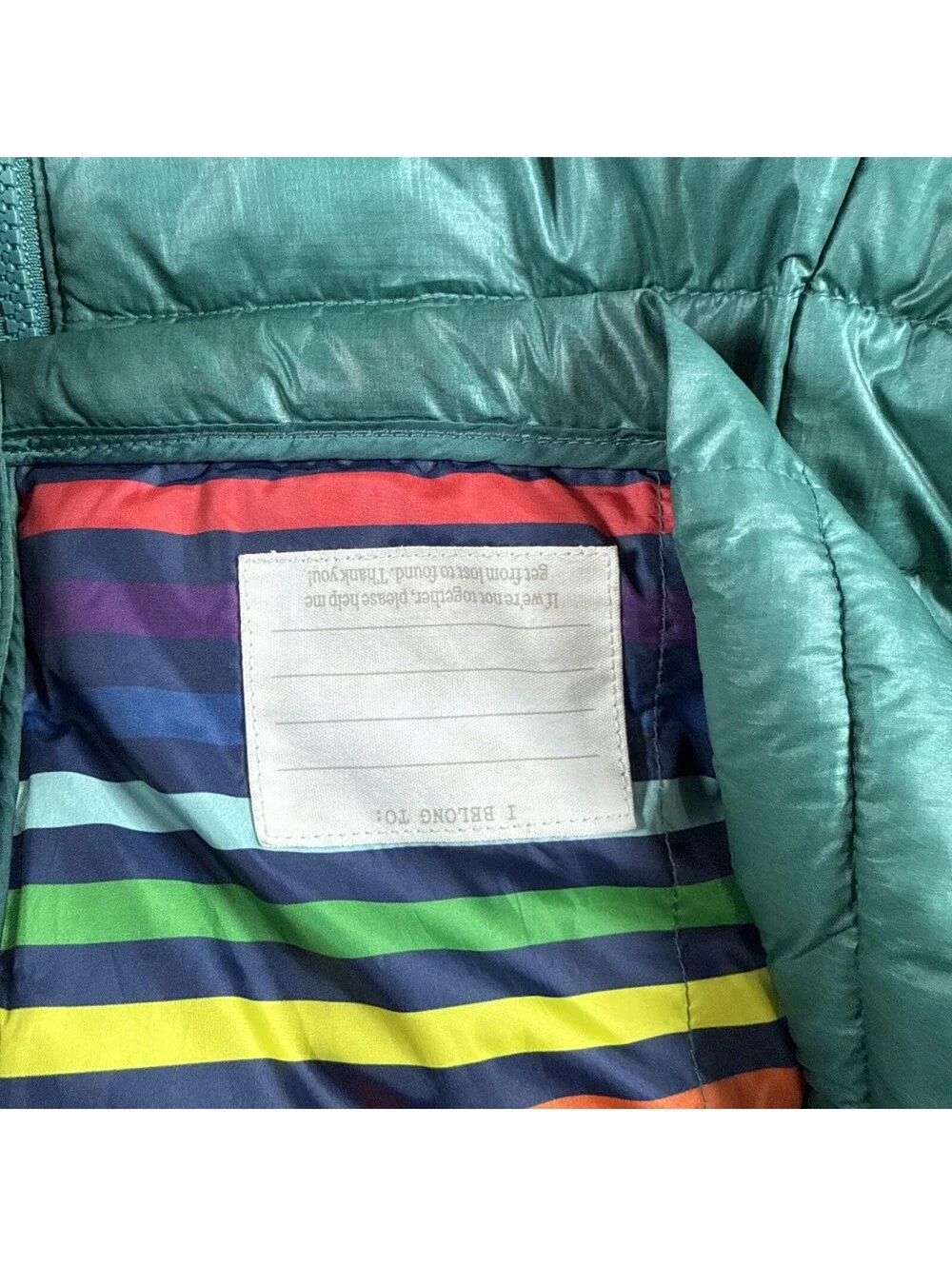 Primary Kids Puffer Jacket Size 12 Green Hooded Lightweight Insulated Coat Youth